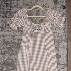 UO Katie Gingham Tie Front Mini Dress